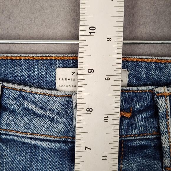 Zara Woman Jeans Womens 2 Blue Skinny Floral Embroidered Distressed Raw Hem - Picture 4 of 15